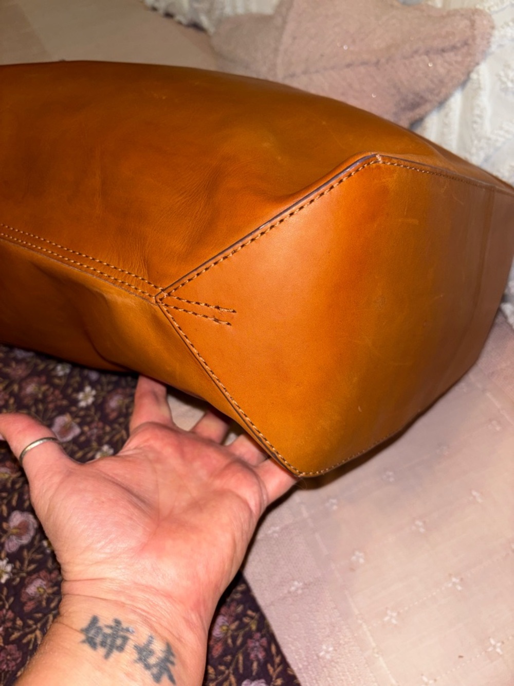 NWT Frye Carson Leather Tote in Cognac - Picture 6 of 11